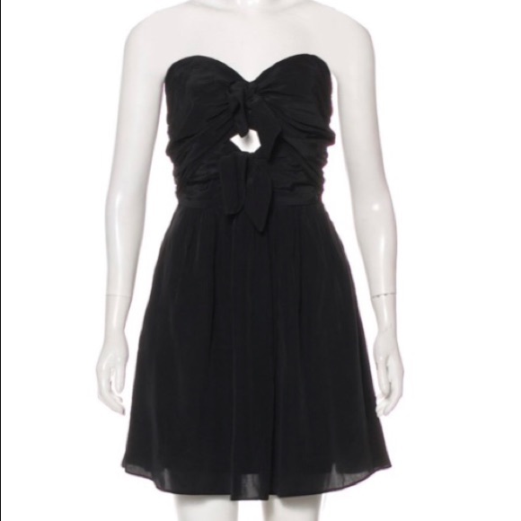 Black Elizabeth and James silk dress w/ bow accent - Picture 1 of 4